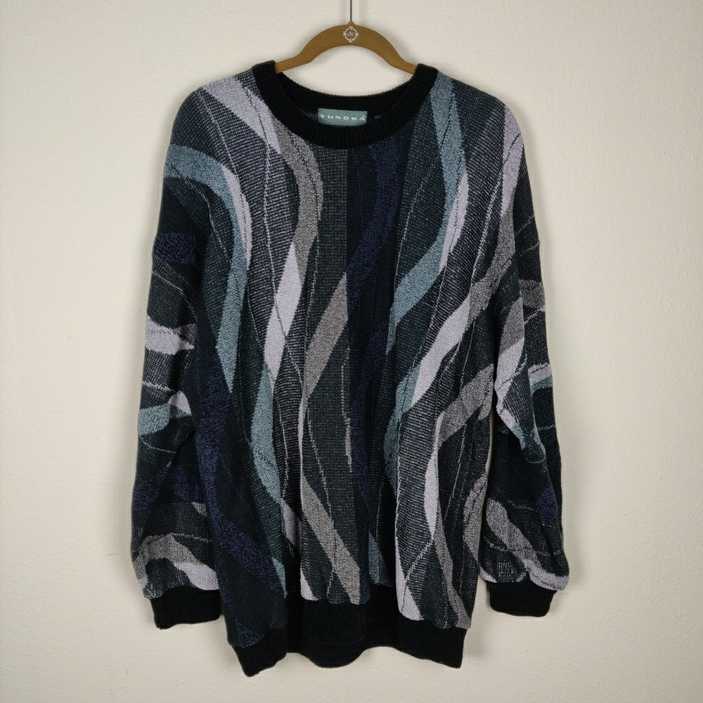 Tundra vintage crewneck cosby sweater gray black